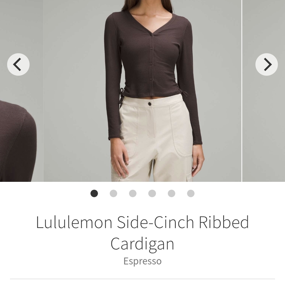 lululemon athletica Women's Side-Cinch Ribbed Cardigan - Espresso